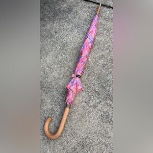 Colorful Pink Umbrella with Abstract Design